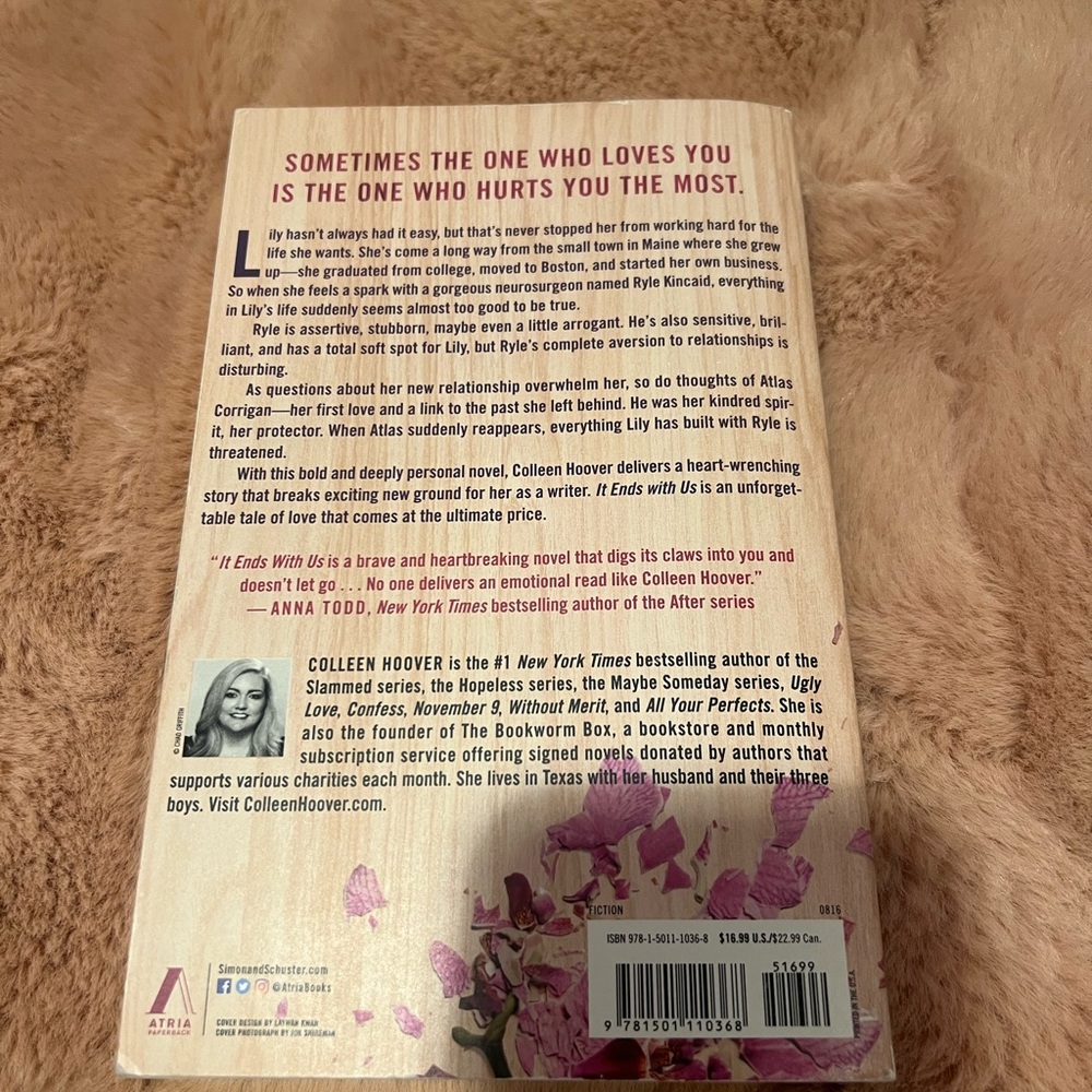 Colleen Hoover Book with Pink and Cream Cover